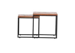 INTERhome Beistelltisch SIESTA 2er Set Recycled Altholz/Metall