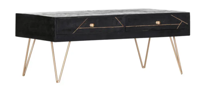 INTERhome Couchtisch SCAN schwarz/ goldfarbig