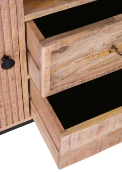 INTERhome Highboard NEMESIS 95 x 142 cm Mango massiv natur/Metallgestell schwarz