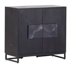 INTERhome Kommode AGGLO 85 x 80 cm Akazie massiv schwarz gebeizt und lackiert