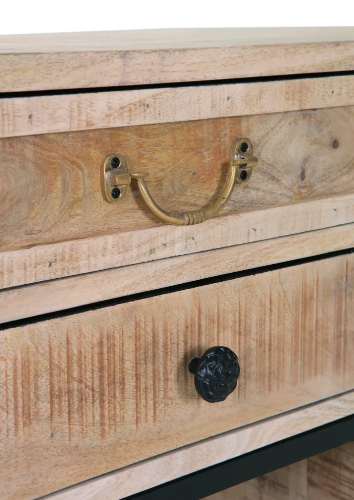 INTERhome Konsole NEMESIS 130 x 75 cm Mango massiv natur/Metallgestell schwarz