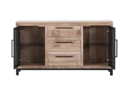 INTERhome Sideboard ALTEA 145 x 80 cm Mango massiv natur sägerau lackiert