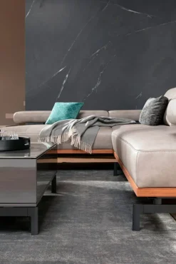 JOOP! Ecksofa Lederbezug grau