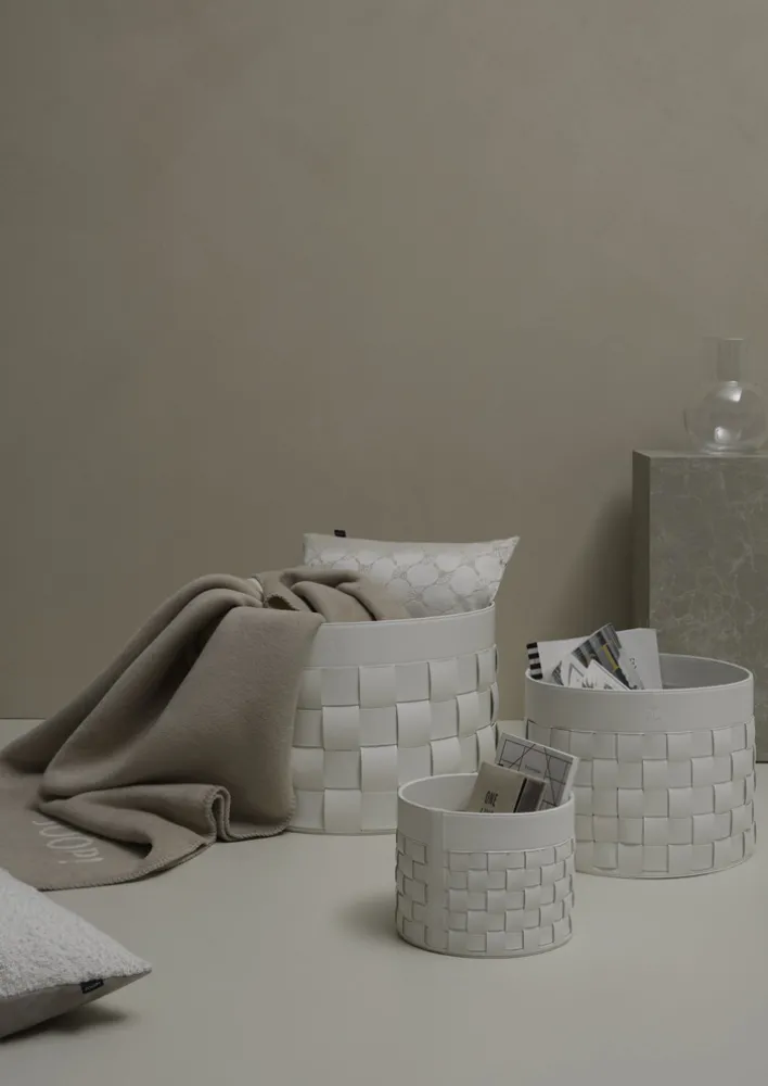 JOOP! Korb CORNFLOWER Kunstleder Ø 20,5 cm Höhe 16 cm Weiß