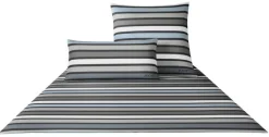 JOOP! Satin-Bettwäsche LIMITED CROSS STRIPES 135 x 200 cm graphit