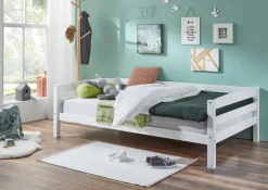 Juniorbett 90 x 200 cm Buche Massiv weiß