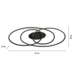 JUST LIGHT LED Deckenlampe LUMACA 81 x 30,5 cm schwarz