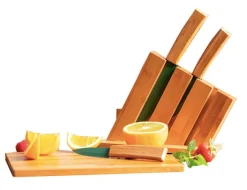 JUST VEGAN Messerblock mit Schneidebrett CERA 5-teilig grün