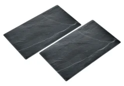 JUSTINUS Herdabdeckplatten LIFESTYLE 2er Set Glas grau/ schwarz