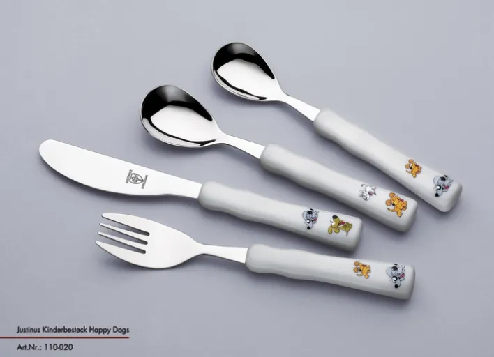 JUSTINUS Kinderbesteck-Set HAPPY DOGS 4-teilig Edelstahl