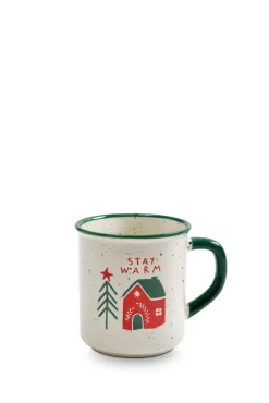 Kaffeebecher MERRY CHRISTMAS Steingut 430ml Weiß/Mehrfarbig