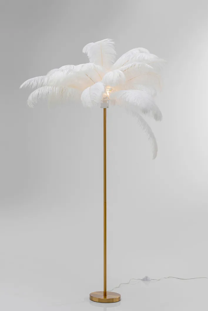 KARE DESIGN Deko-Stehleuchte FEATHER PALM weiß/goldfarbig