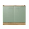 Küche Spülenunterschrank Fiona 85 cm Eiche / grün