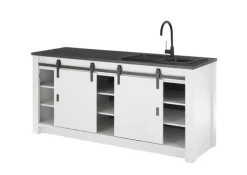 Küche Spültisch SHERWOOD ca. 201 x 93 x 64 cm Pinie Weiss Dekor