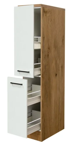 Küchen Apothekerschrank AVILA Eiche /weiß matt