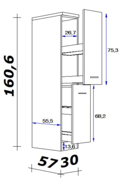 Küchen Apothekerschrank NANO Buche