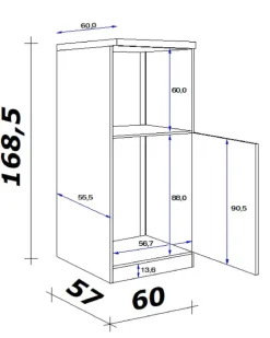 Küchen Geräteumbauschrank LUCCA 168,5 cm weiß/ grau