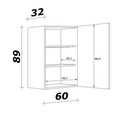 Küchen Hängeschrank AVILA 60 cm Eiche /weiß matt