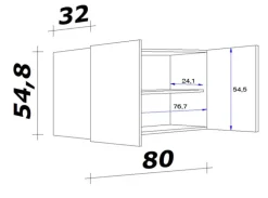 Küchen Hängeschrank AVILA 80 cm Eiche /weiß matt