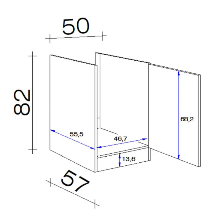 Küchen Unterschrank LUKE 50 cm Eiche/ weiß