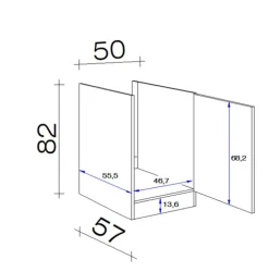 Küchen Unterschrank WITO 50 x 82 cm weiß