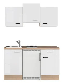 Küchenblock LUKE 150 x 60 cm Weiß Hochglanz / Sonoma Eiche