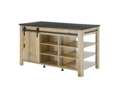 Kücheninsel SHERWOOD ca. 162 x 93 x 77 cm Old Style hell Dekor