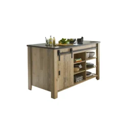 Kücheninsel SHERWOOD ca. 162 x 93 x 77 cm Old Style hell Dekor