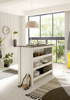 Küchentheke SHERWOOD ca. 130 x 106 x 52 cm Old Style hell Dekor