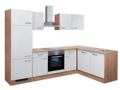 Küchenwinkel Valero Weiß Hochglanz/Eiche Sonoma Nachbildung 280 x 170 cm