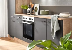 Küchenzeile MARY Touch Schwarz/ Endgrain Oek 270 cm