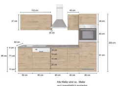 Küchenzeile ODENSE 270 cm Wotan Eiche Dekor