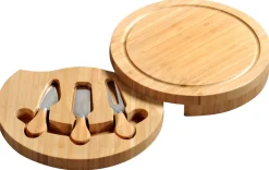 Kesper Käseschneidebrett mit Besteck Bambus, 23 x 23 x 3,6 cm