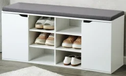 KESPER Schuhschrank mit Sitzkissen 103 x 48 x 30,5 cm weiß/grau