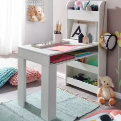 Kinder Schreibtisch mit Regal 50 x 110 cm weiß