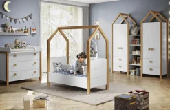 Kinderbett BEACH Kiefer weiß/ Abs. Birke