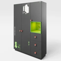 Kinder-Drehtürenschrank MINECRAFT anthrazit/ grün
