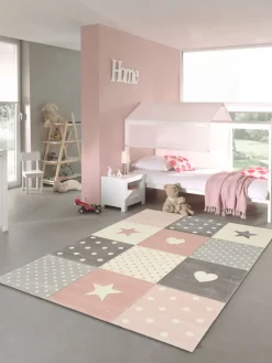 Kinderteppich KIDS STARS 120 x 170 cm rosa