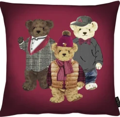 Kissenhülle BÄRENFAMILIE 46x46cm rot