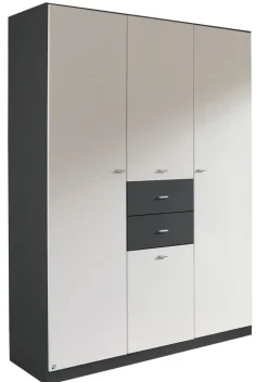 Kleiderschrank LANDSBERG 136 x 197 cm Grau metallic/weiß