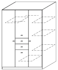 Kleiderschrank LANDSBERG 136 x 197 cm Grau metallic/weiß
