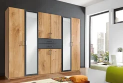 Kleiderschrank MINNESOTA 270 x 208 x 58 cm Holznachbildung braun/grau