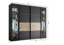 Kleiderschrank STYLE 267 x 225 cm Anthrazit/ Viking Oak hell