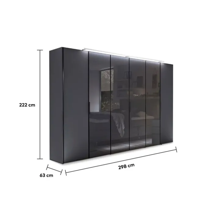 Kleiderschrank SWING 298 x 222 cm vulkanschwarz