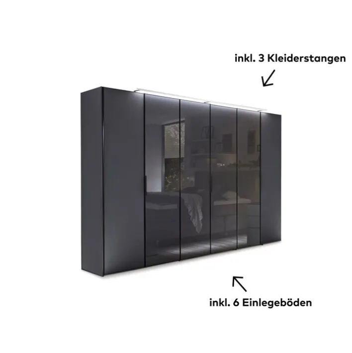 Kleiderschrank SWING 298 x 222 cm vulkanschwarz