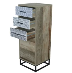 Kommode 39,5 x 106 cm natur/Dekorfolie grau gemustert