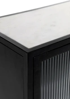 Kommode 70 x 72 cm Platte Marmor weiß/Türfront Strukturglas