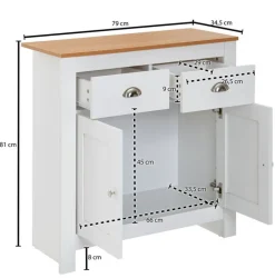 Kommode 79 x 81 cm weiß/ braun