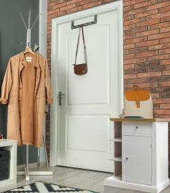 Kommode 63 x 79 cm weiß/ braun