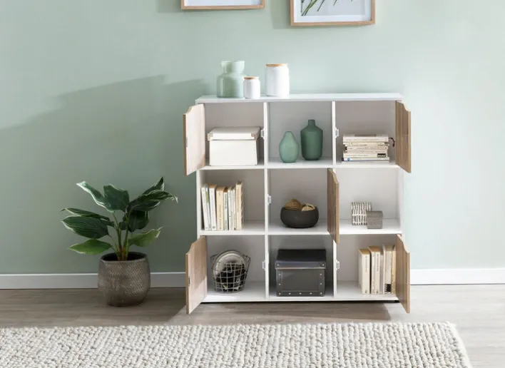 Kommode 89 x 91 cm weiß/ braun